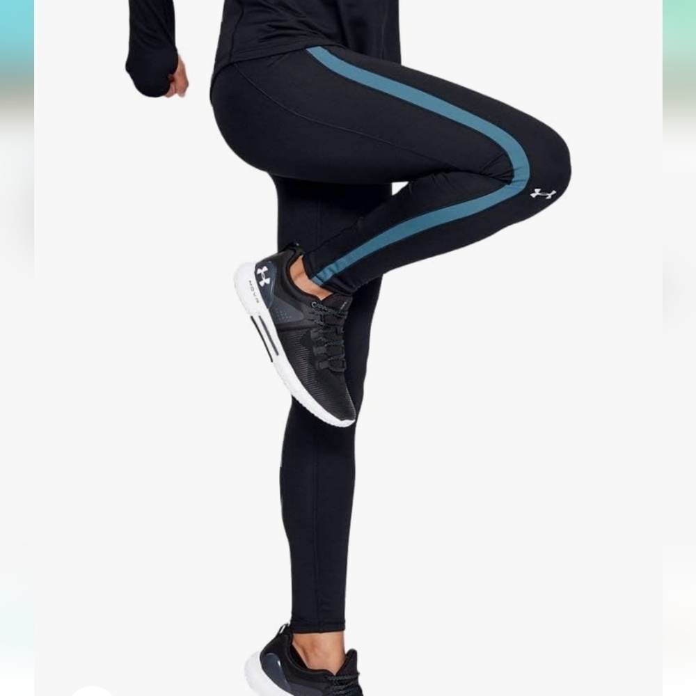 UA Under Armour cozy‎ leggings blue stripe small hidden pocket size small